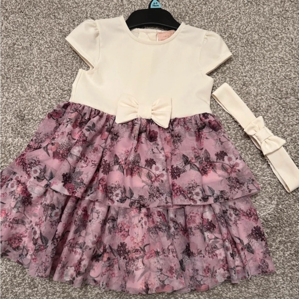 Floral Pink and Cream Kids Dress